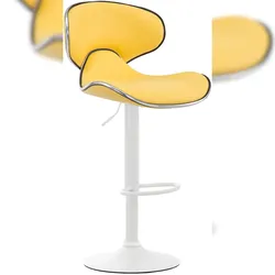 Décoshop26 - Barhocker x1 moderne Sitzfläche mit Wellenmuster aus gelbem PVC weißes Metallgestell in Trompetenform 10_0006464