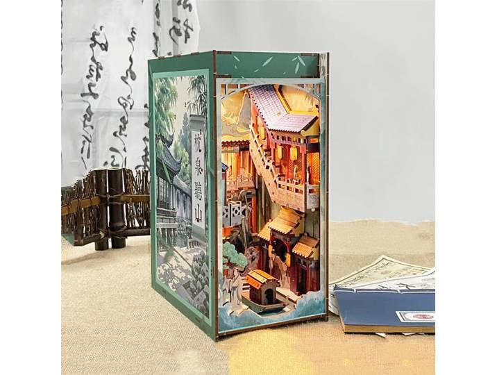 Bricolage bois coin livre Figurines Miniatures murmure de la Nature serre-livres avec lumière pour amis cadeaux d'anniversaire décoration de la maison artisanat