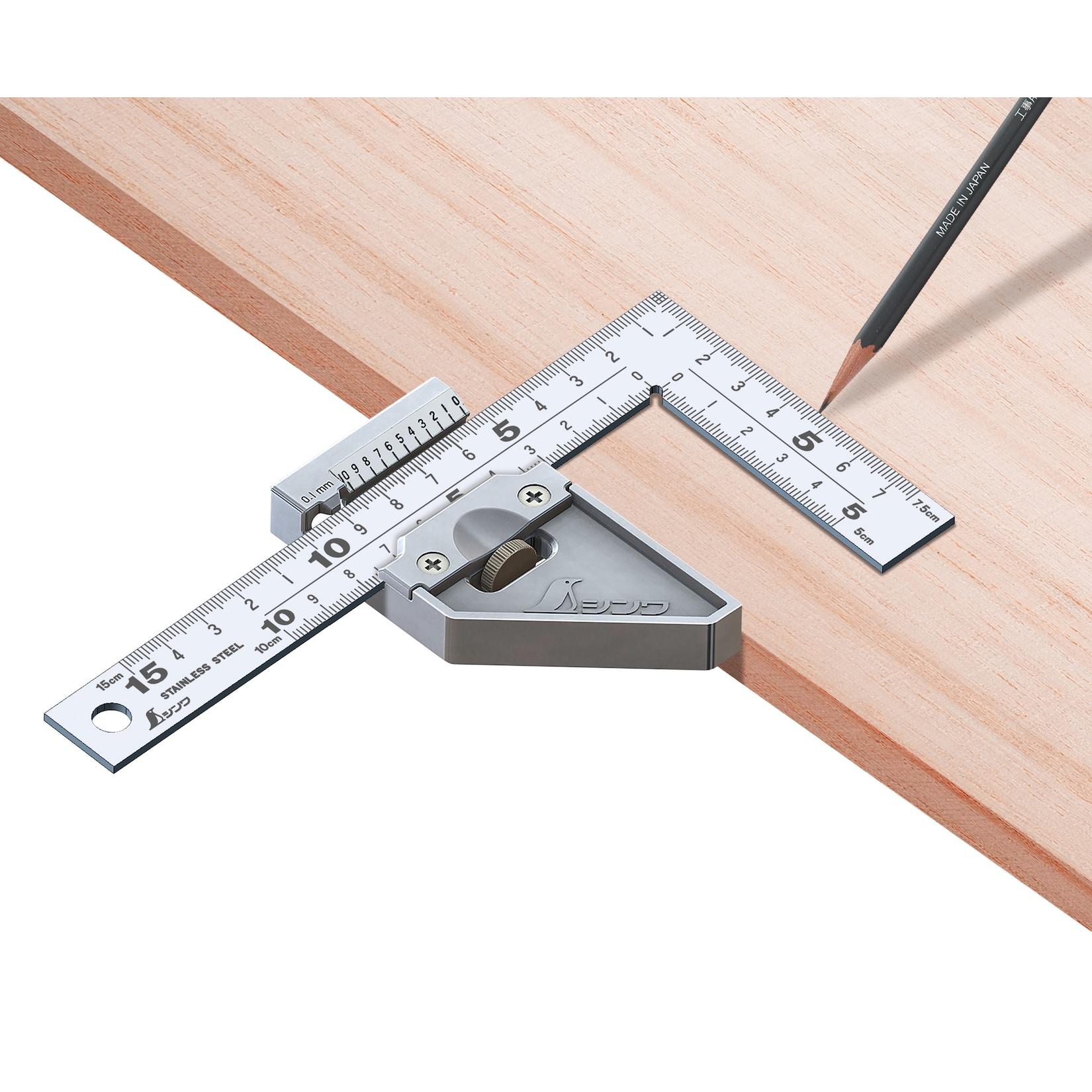 Shinwa 12485 Zimmermannswinkel 15x7,5cm, inkl. Metall-Stopper