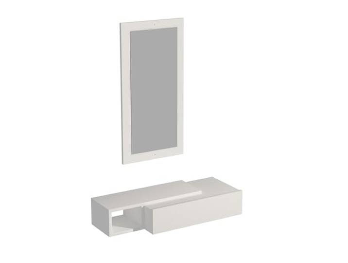 Hanah Home Modernes weißes Sideboard mit Spiegel, 82 cm 100% melaminbeschichtete Spanplatte, 18 mm stark Wandmontage, mehrere Ablagen, stilvolle Aufbewahrungslösung