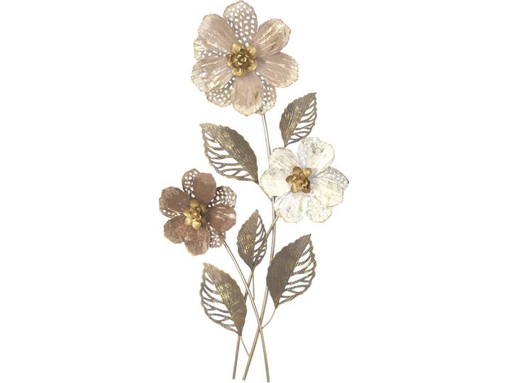Wanddekoobjekt Wanddekoration , beige, B:46cm H:88cm T:6cm, Metall, HOFMANN LIVING AND MORE, Wanddekoobjekte, Wanddekoobjekt, Blumengebinde aus Metall, metallicfarben