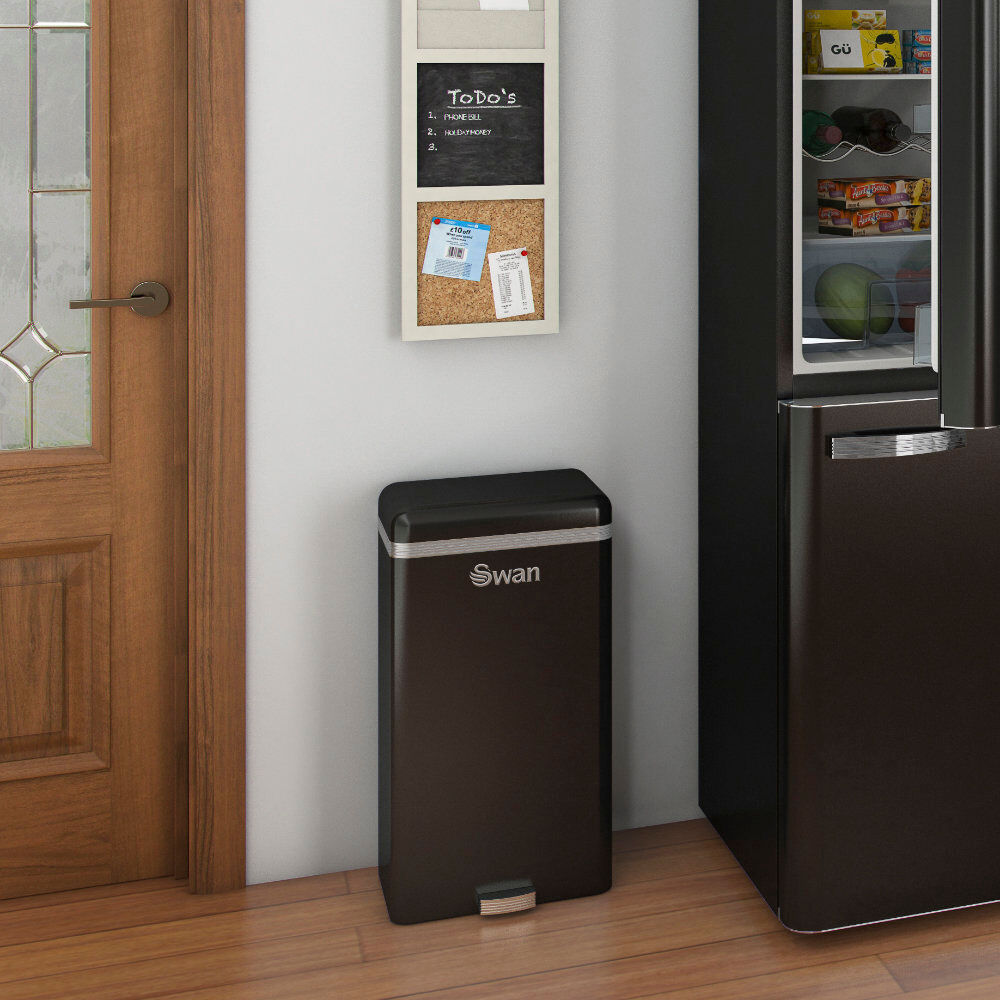 Swan Retro Motion Sensor Kitchen Rubbish Bin Grey 45L