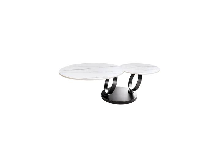 Schwenkbarer Design Keramik Couchtisch „Dancing“ Marmoroptik Weiss / Schwarz Invicta Interiors