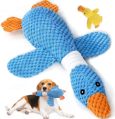 Inspire Picks Calming Plush Duck Dog Toy Squeaky Chew Companion For Puppies & Dogs blue Bird