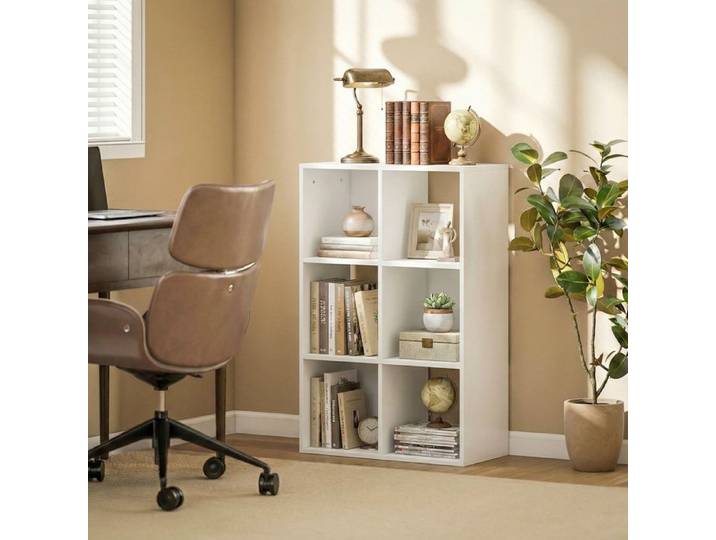 Bibliothèque étagère sur pied 3 niveaux étroite blanc avec anti-basculement pour salon chambre bureau