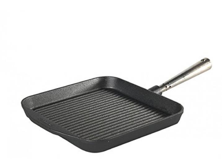 Skeppshult Gusseisen Grillpfanne eckig Edelstahlgriff 25x25cm, für alle Herdarten geeignet (auch Induktion)