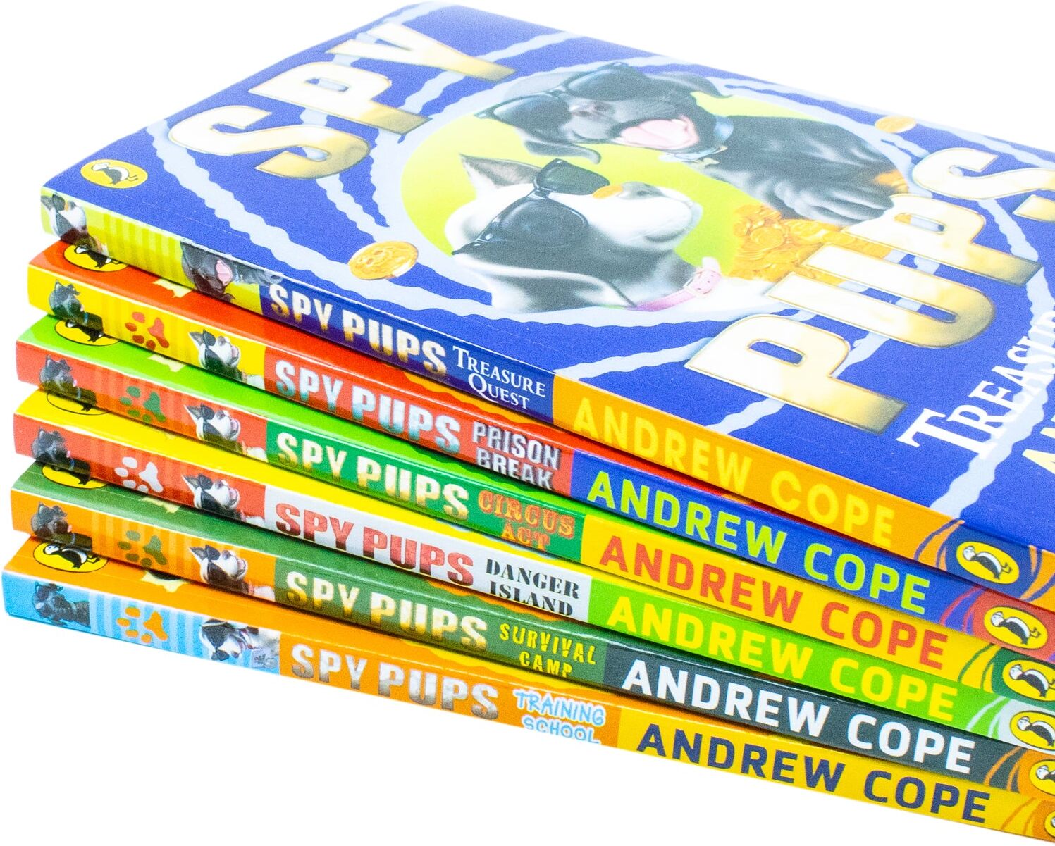 Puffin Spy Pups Series Andrew Cope Collection 6 Books Set - Circus Act Treasure Quest Training School Pri..
