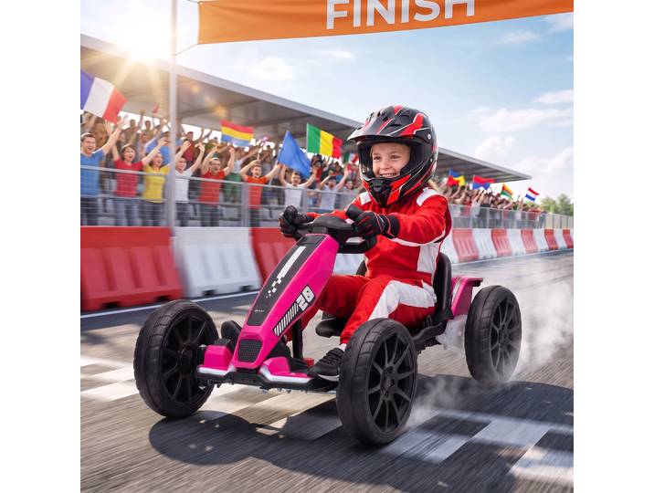 AIYAPLAY Go-kart Électrique 12V 2 Moteurs Siège 4 Positions LED