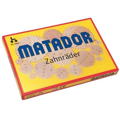 MATADOR 11310 - Explorer Zahnräder, 14 Teile inkl. Anleitung, Baukasten-Erweiterung für E100 bis E500, Holz, Konstruktionsbaukasten, ab 5 Jahren,