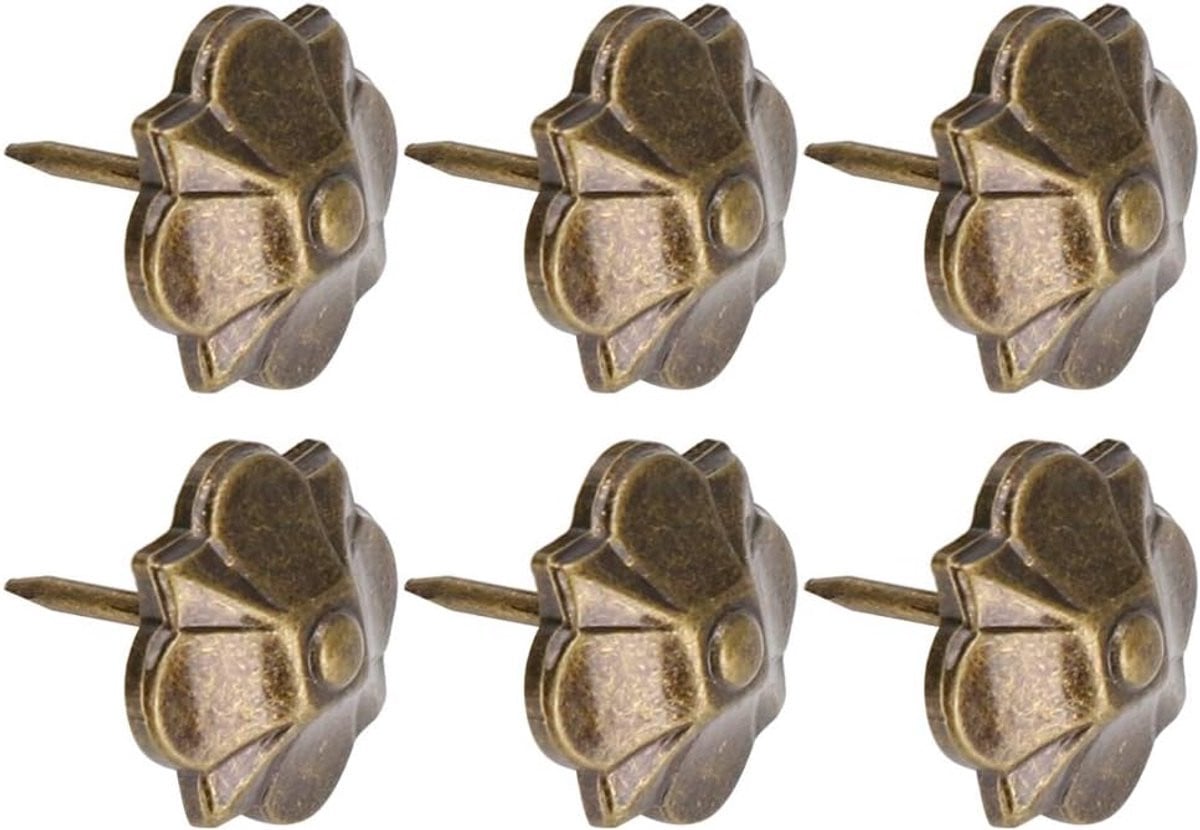 Decoratieve Meubelnagels met Bloemvorm Design - Antiek Messing - 20x22mm