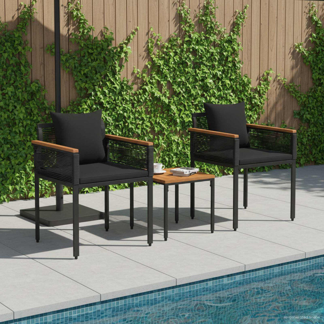 17 Stories Outdoor Furniture Set With Cushion PE Rattan Seating Patio Arrangement Black/Black 2