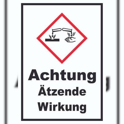 HB-Druck Schild Ätzende Wirkung Ätzwirkung hochkant A1 Rückseite selbstklebend