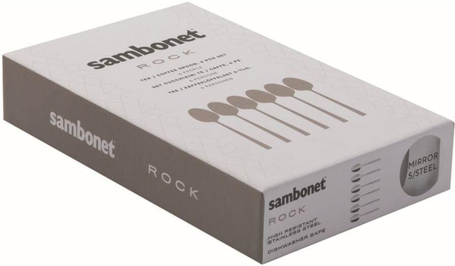 Kaffeelöffel SAMBONET "Rock", silber (silberfarben), 6 Stk., Edelstahl, Esslöffel, Kaffeelöffel silberfarben 6 Stk.