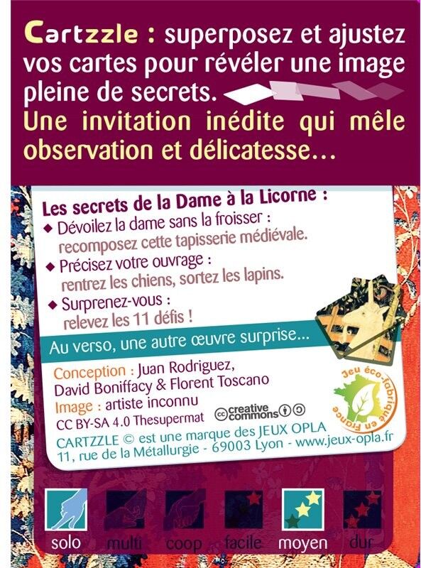 Jeux OPLA Cartzzle La Dame à la Licorne