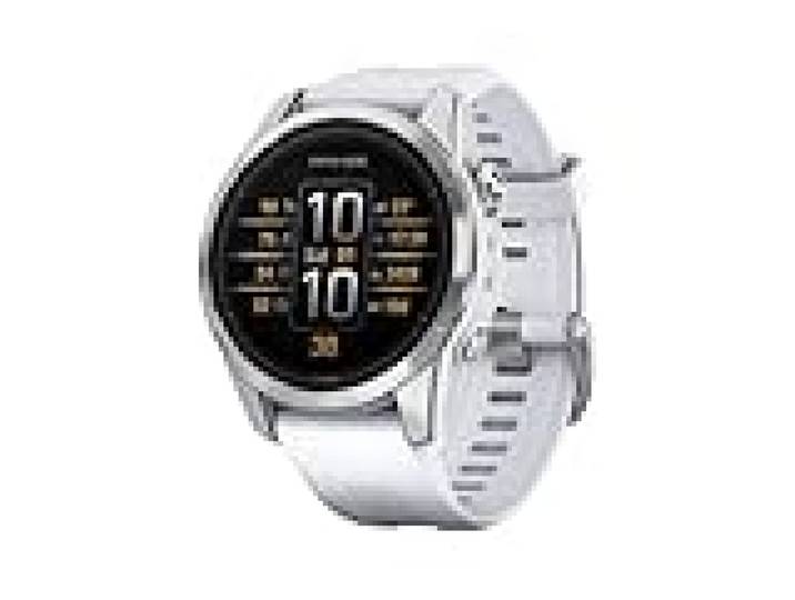 Garmin Epix Pro - Montre GPS Multisports connectée avec écran Amoled – Silver avec Bracelet Blanc – Boîtier 42 mm