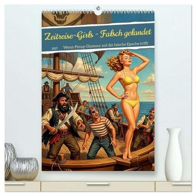 Zeitreise-Girls - Falsch gelandet (hochwertiger Premium Wandkalender 2027 DIN A2 hoch), Kunstdruck in Hochglanz