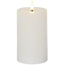 LED Kerze LINA Echtwachs realistische 3D Flamme Wachsspiegel H: 15cm weiß