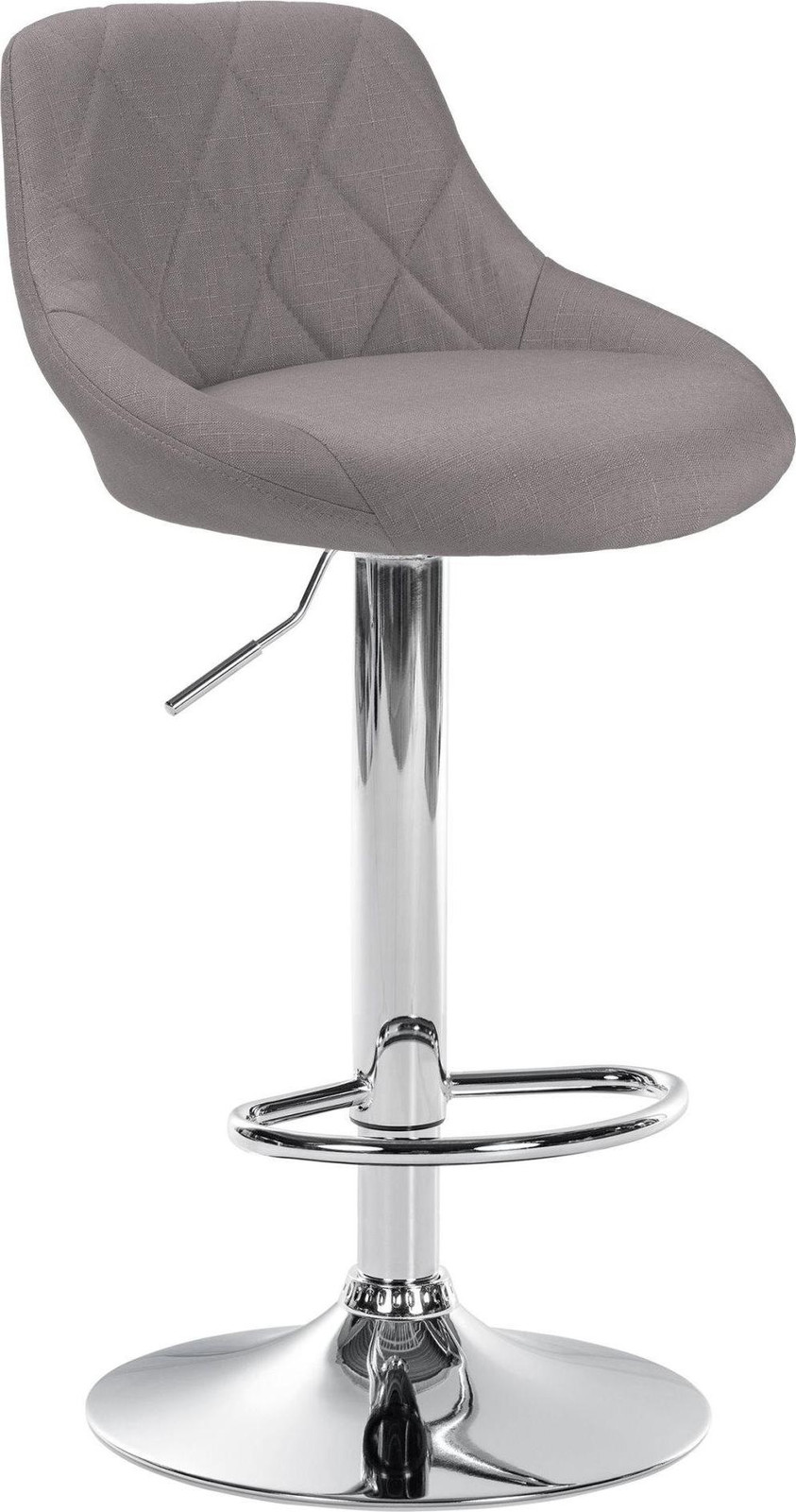 BellaFurn Moderne barkruk van stof - Luxe barkruk - 360 graden draaibaar met gaslift - Grijs met Chroom
