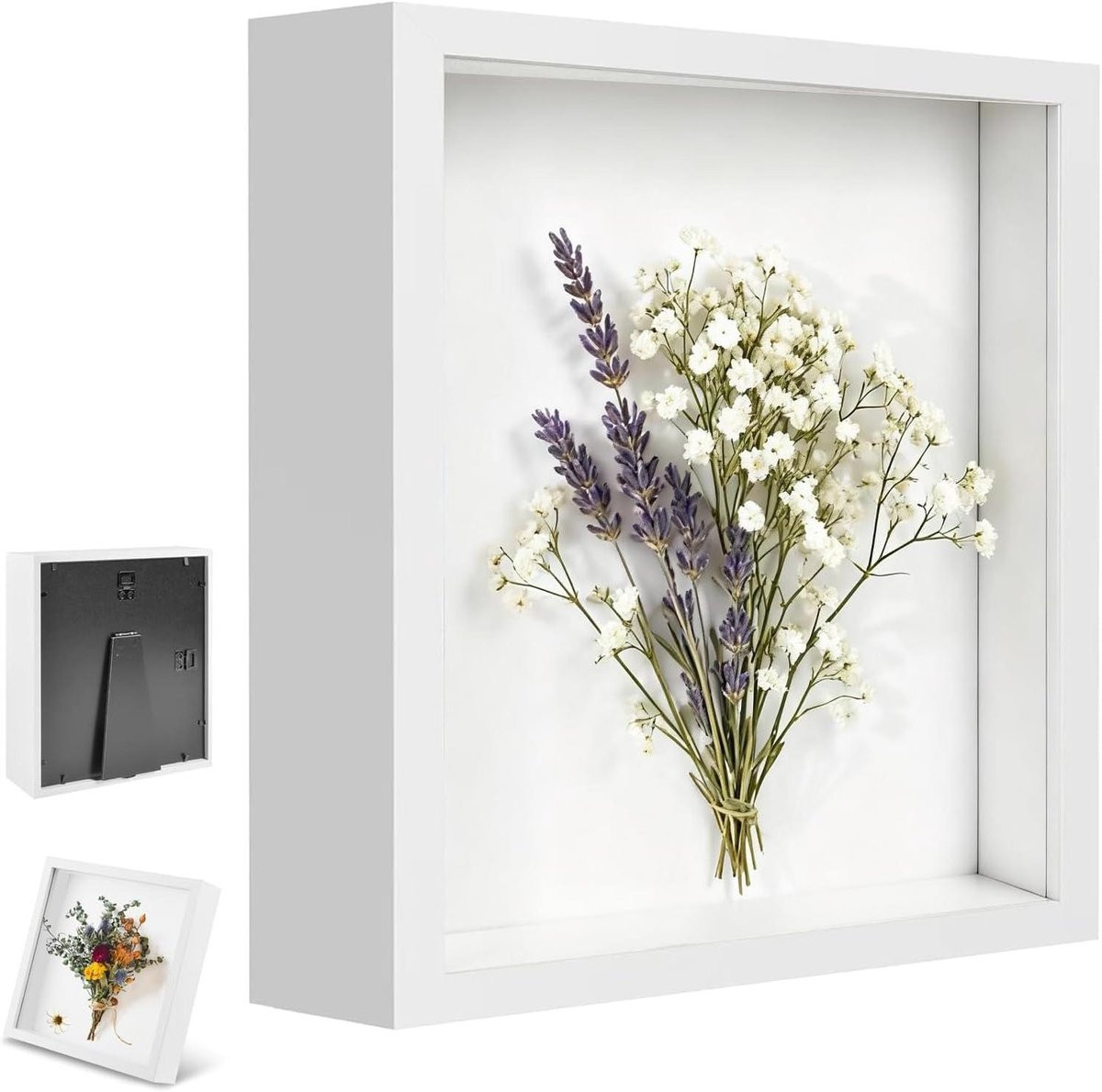 Witte diepe objectlijst 3D voor persoonlijke collages, 25 x 25 cm