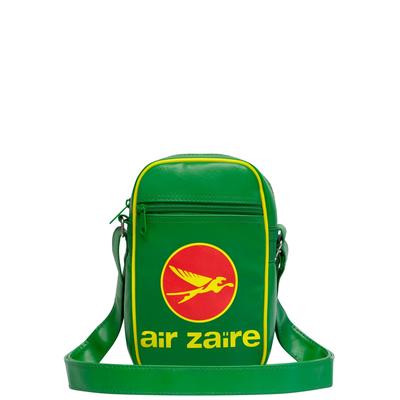 Schultertasche LOGOSHIRT "Air Zaire Airlines", Damen, Gr. B/H/T: 16,5cm x 26,5cm x 8,5cm, grün, Polyurethan (PU), bedruckt, Taschen Schultertasche, mit kultigem Air Zaire-Airlines-Logo
