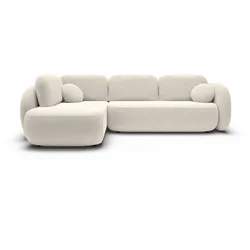 ECKSOFA AMICO II L-S Creme Geflochtener Stoff mit Schlaffunktion