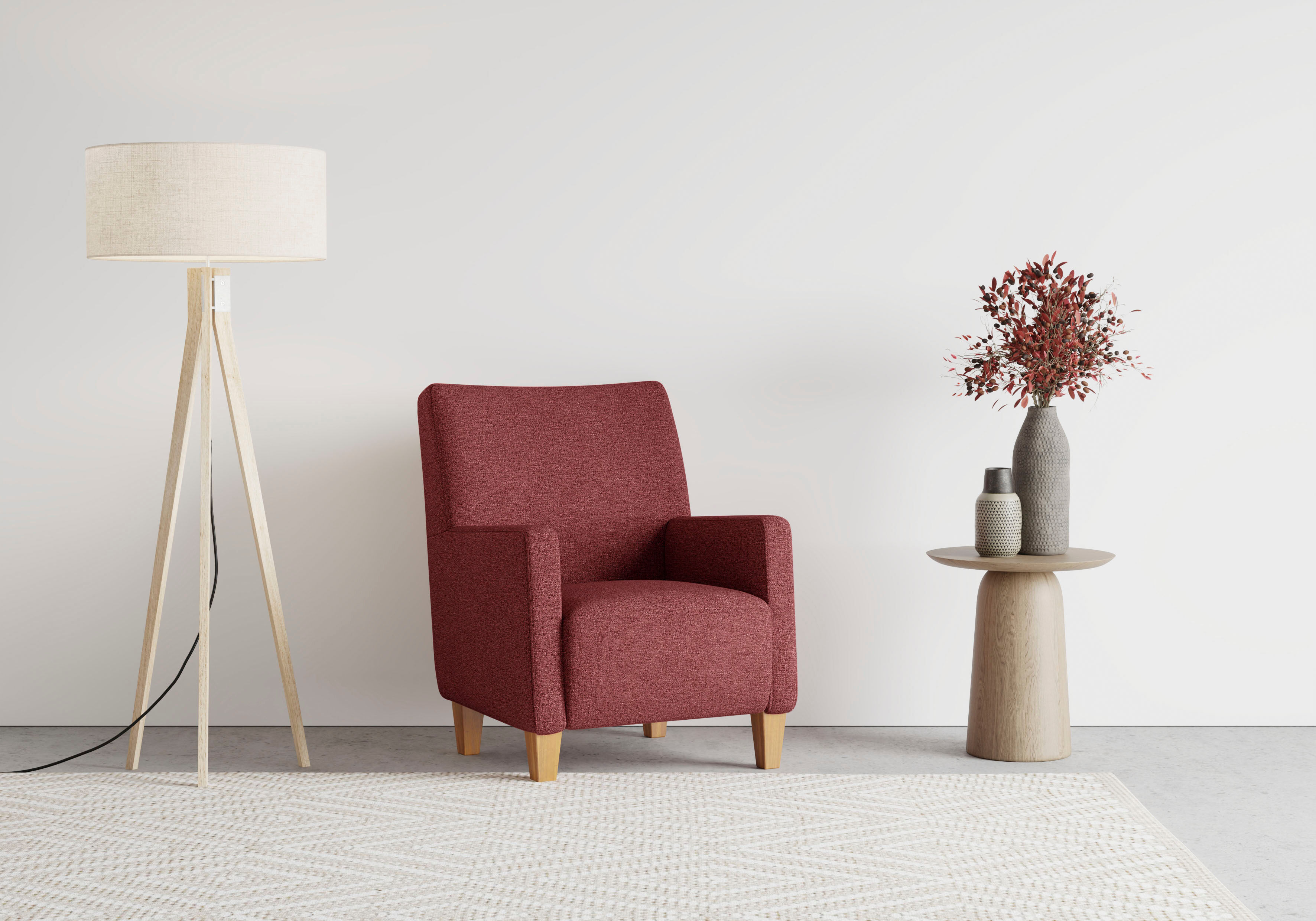Sessel SIT & MORE "Bosse", lila (chianti), B:74cm H:93cm T:81cm, Sessel, Sessel, mit Federkern chianti Flachgewebe AMSTERDAM, B/H/T: 74cm x 93cm x 81cm