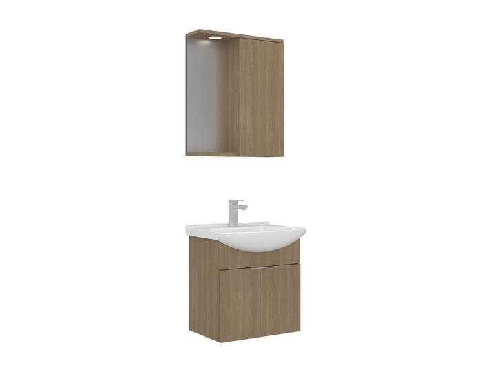 Meuble avec simple vasque et miroir Purus 55 - 55 x 50 x 58 cm - Oak