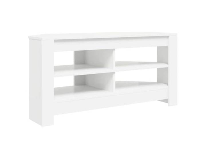 hliofuir Eck TV Schrank Weiß 102x41x50 cm Fernsehtisch Holzwerkstoff Platzeffizientes Eckmöbel mit 2 Fächern für Wohnzimmer und Schlafzimmer. Stabile Holzwerkstoff Konstruktion in Weiß.
