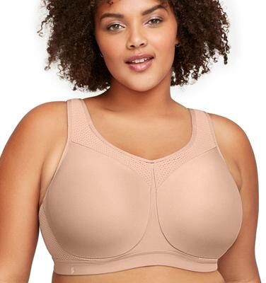 Glamorise High Impact Underwire Sports Bra (Size 40-G) Beige, Nylon,Polyester,Spandex