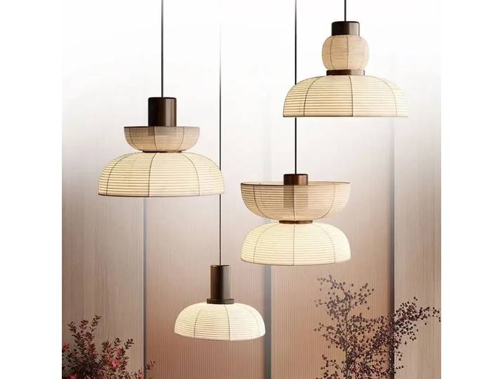Abat-jour en tissu nordique E27 pendentif LED lumières Wabi Sabi Style lustre éclairage minimalisme Led suspendu lustre luminaires