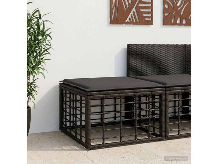 vidaXL Garten-Fußhocker Schwarz Poly-Rattan