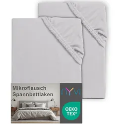 NYVI Spannbettlaken DreamScience Mikroflausch - Kuschelweiches & Wärmendes Bettlaken Spannbetttuch Farbe:silber;Größe:140x200 - 160x200 cm (2er Pack)