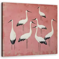 WANDBILD vögel kraniche rosa