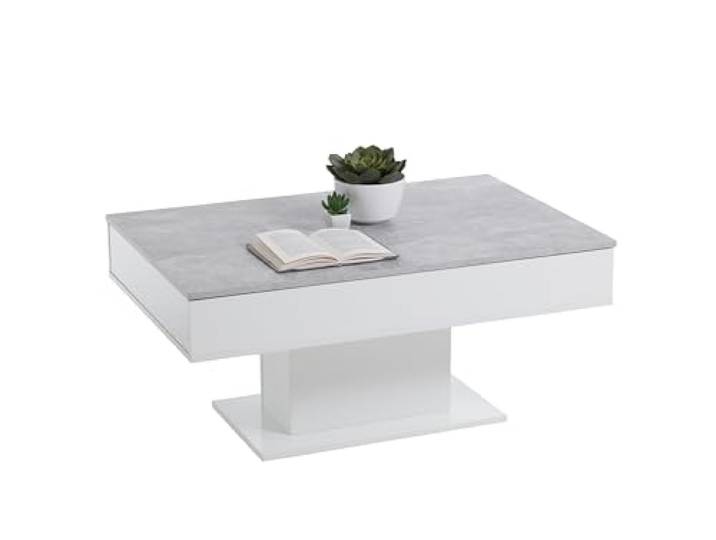 möbelando Couchtisch >AVOLA 2< in Beton LA-weiß Edelglanz - 100x46,1x65cm (BxHxT)