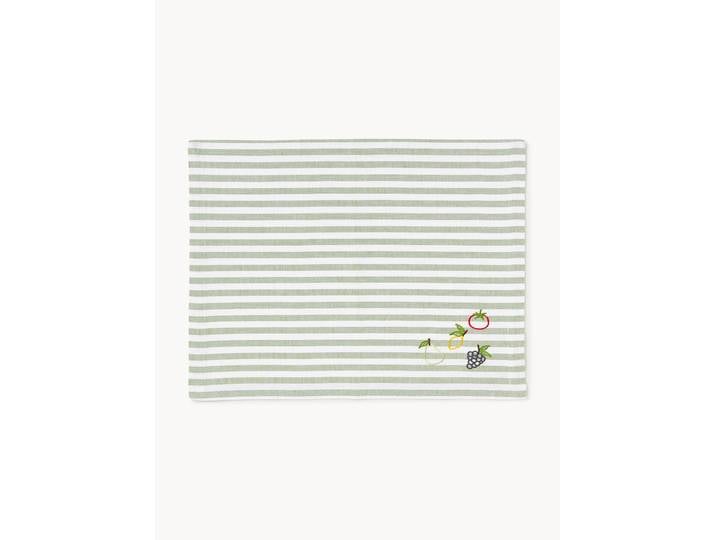 Sets de table rayés avec motifs brodés Melony, 2 pièces
