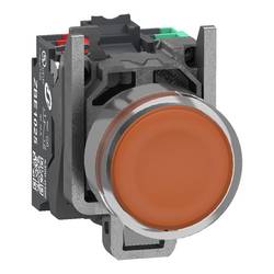 Schneider Electric XB4BW35B55 Leuchtdrucktaster, Harmony XB4, Metall, 22mm, orange, unbeschriftet, LED, glatte Kalotte, 1S+1Ö, 24V ACDC, Push-In