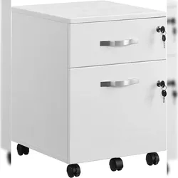 Rollcontainer 54,5 x 44 x 40 cm, Druckertisch, 5 Rollen, Verstellbarer Hängeregistratur, strukturierte Oberfläche, weiß