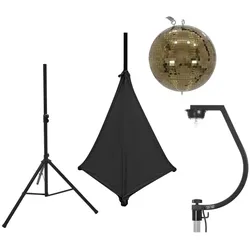 EUROLITE Set Spiegelkugel 30cm gold mit Stativ und Segel schwarz