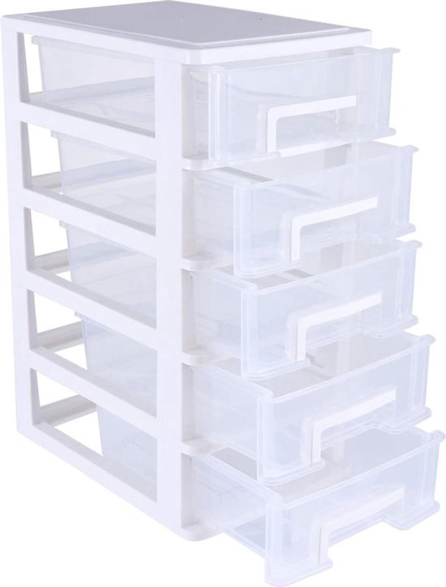 Mini plastic lade-organizer met 5 lades voor handige opbergruimte