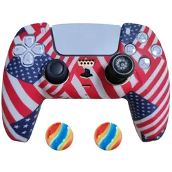 König Design 2 x Schutzhülle für Playstation 5 DualSense Controller Skin Silikon Schutz Motiv (PS5), Mehrfarbig