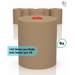 Handtuchrollen "ECO-Natural" 6 Rollen je SET, 2-lagig, 140m je Rolle, 100% FSC/Recycling, für Blanc Cosmos Handtuchspender