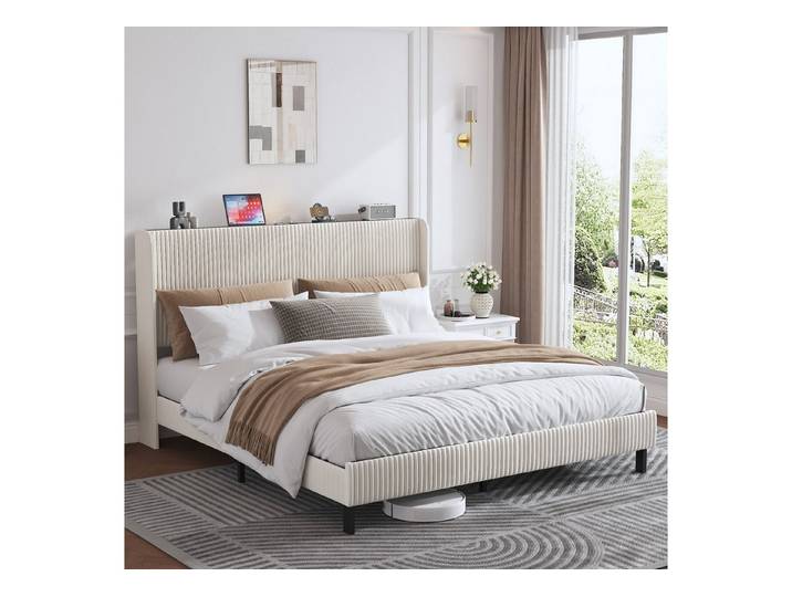 HAUSS SPOLE Polsterbett 180×200cm Bettgestell mit Metalllatten Jugendbett ohne matratze