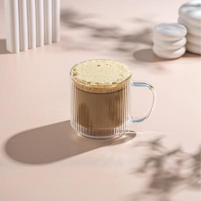 JoyJolt Haven Fluted Stackable Double Wall Glass Mugs - 13.5 oz - Set of 2