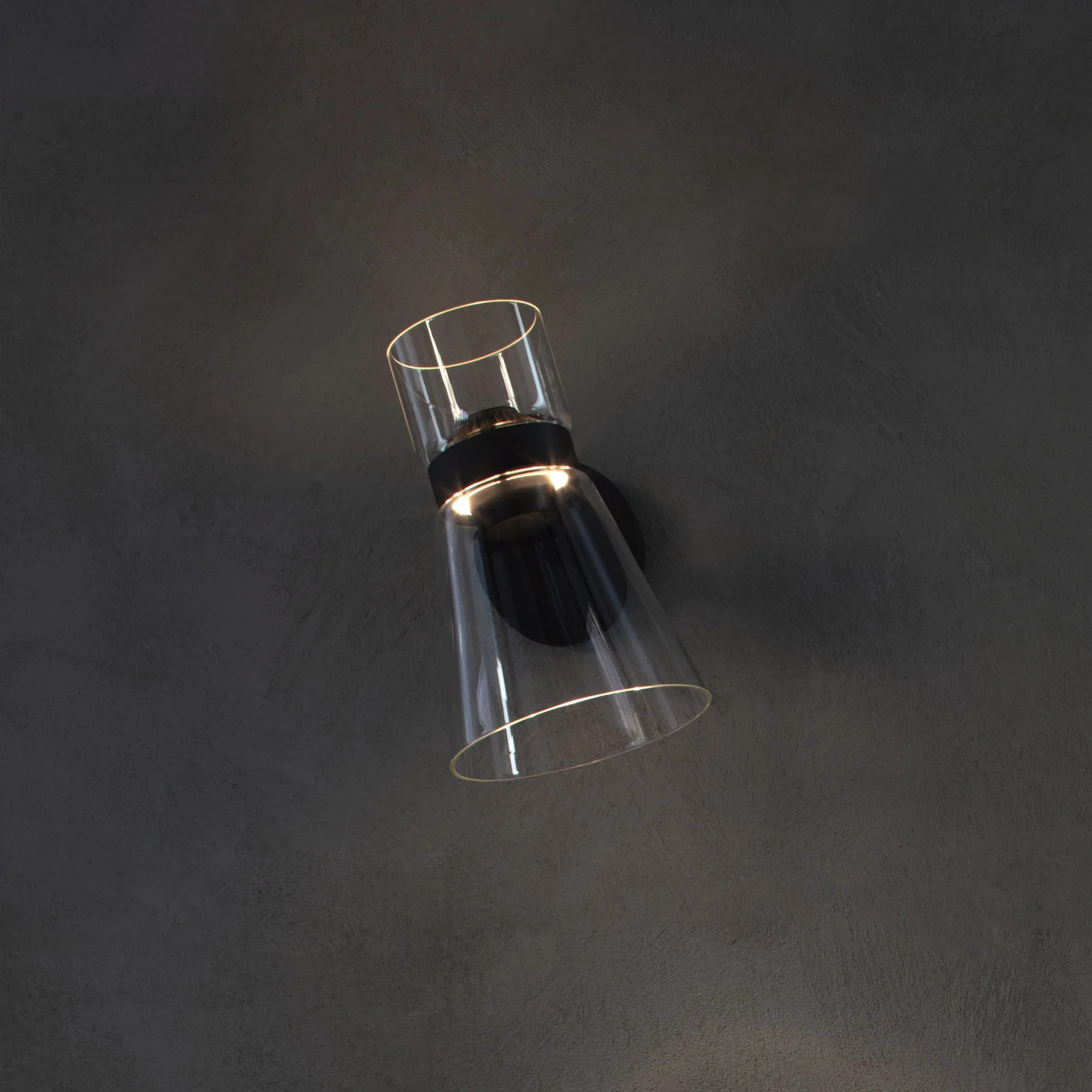 Flos Nocturne Cone LED wandlamp, zwart, glas en aluminium, dimbaar