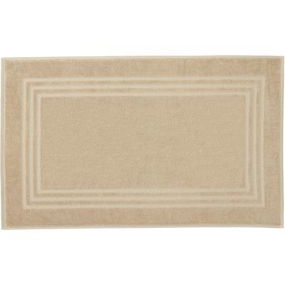 Badematte KLEINE WOLKE "Lodge, Badvorleger" Gr. 2, beige (sandbeige), H:80mm, Baumwolle, Badematten, Badematte, Badteppich, Frottier-Qualität, Uni Farben, mit Bordüre