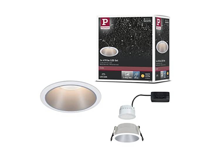 Paulmann 93409 LED spots encastrés Cole rond incl. 1x6\,5 watts gradable projecteurs encastrés Blanc\, Argent Lampe encastrée plastique\, Alu zinc spot pour plafond 2700 K
