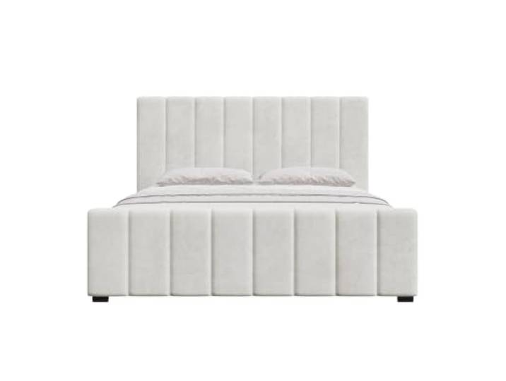 Chilly. Möbel Design Bett Noelle - Gemütliches Polsterbett mit Bettkasten, Lattenrost und Kopfteil - 140x200 cm - Metallrahmen - Samt Hellbeige