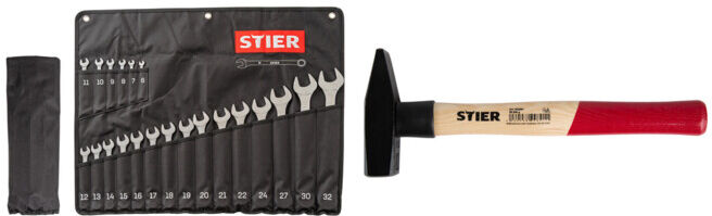 Set STIER Ringmaulschlüssel-Satz + STIER Schlosserhammer Robust+ 300g
