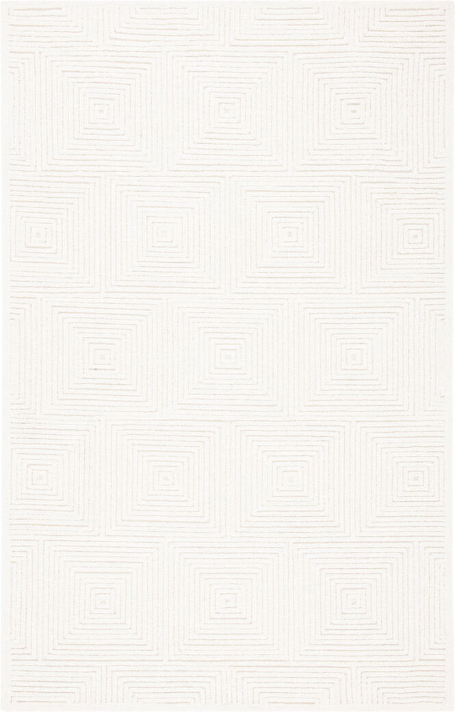 Brayden Studio Biest Geometric Shapes Wool Hand Tufted Area Rug Ivory Rectangle 244 x 305cm