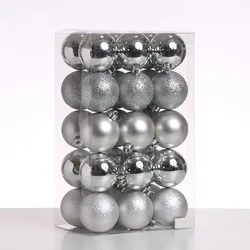 MARELIDA Christbaumkugeln Weihnachtskugeln bruchfest D: 6cm silber 30 Stück